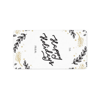 Black & Gold Winter Floral - gift tag
