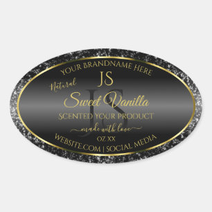 Black Gold with Glitter Initials Product Labels