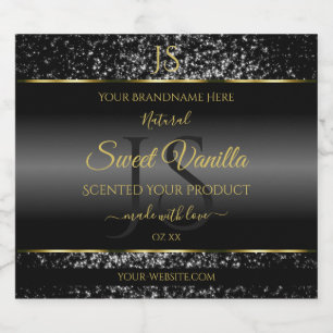 Black Gold with Glitter Initials Product Labels