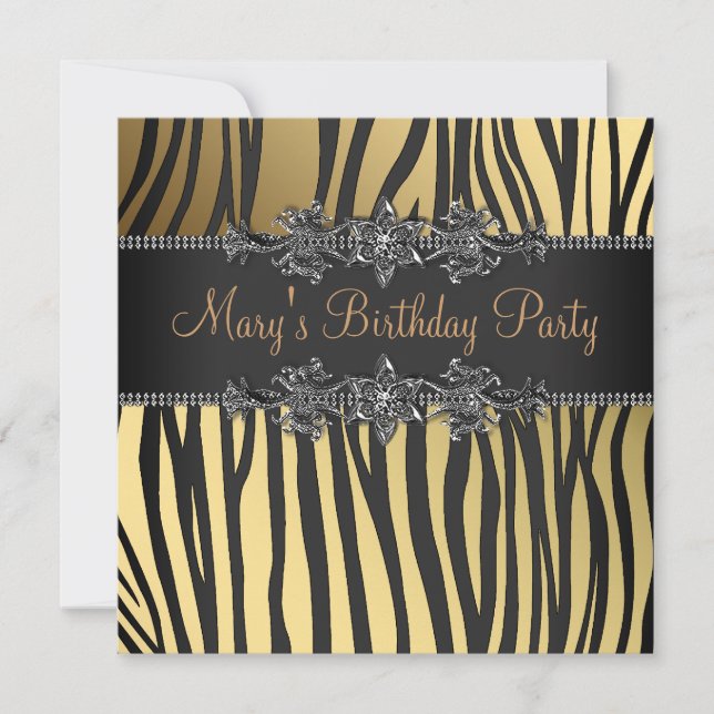 Black Gold Womans Birthday Party Invitation (Front)