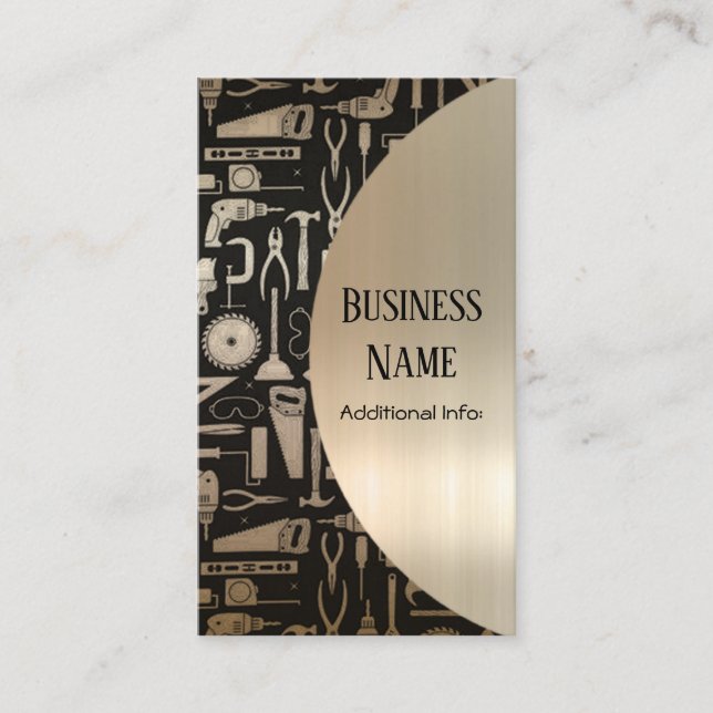 Black & Gold Workshop Tools Business Card 2 (Front)