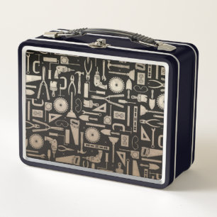 Black & Gold Workshop Tools Metal Lunch Box