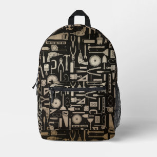 Black & Gold Workshop Tools Printed Backpack