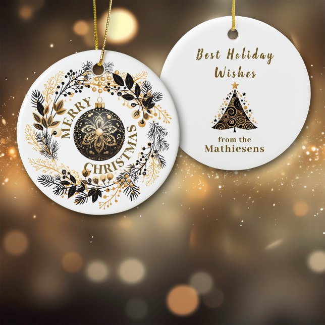 Black Gold Wreath Holiday Ceramic Tree Decoration (Creator Uploaded)