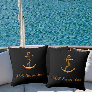 Black gold yacht boat anchor name coastal cushion