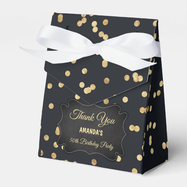 Black Gold Yellow Glitter Party Favour Box (Front Side)