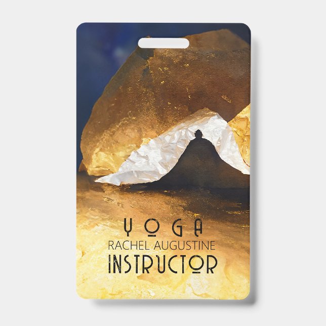 Black Gold Yoga Meditation Instructor Reiki Master ID Badge (Front)