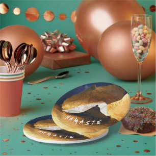 Black Gold Yoga Meditation Instructor Reiki Master Paper Plate