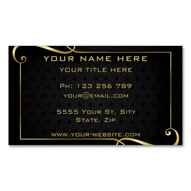 Black Gold Your Own Design Business Card Magnet (Front)