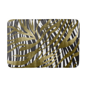 Black & Gold Zebra Print Safari Chic Glamour Bath Mat