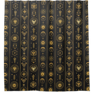 Black Gold Zodiac Sign (1) Shower Curtain