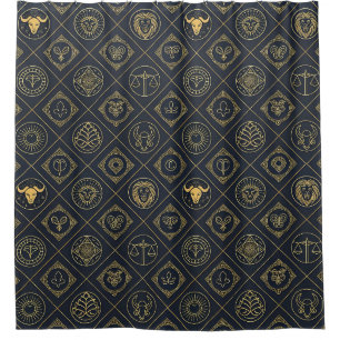 Black Gold Zodiac Sign (2) Shower Curtain