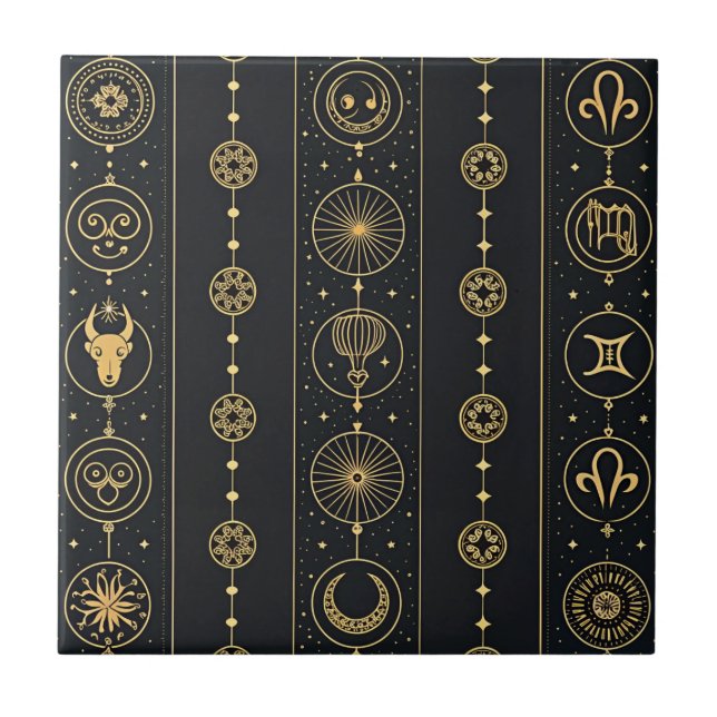Black Gold Zodiac Sign (4) Tile (Front)
