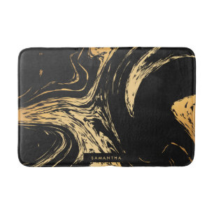 Black & Golden Abstract Bath Mat