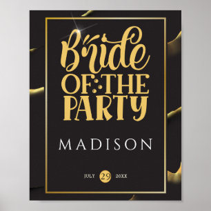 Black Golden Abstract Fabulous Fun Bridal Shower Poster