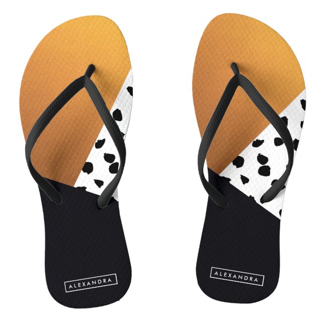 Black & Golden Abstract Jandals (Footbed)