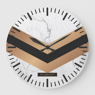 Black & Golden Abstract Large Clock