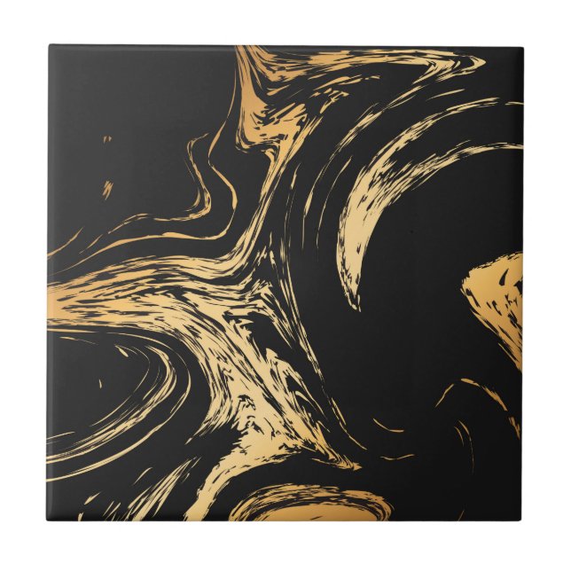 Black & Golden Abstract Tile (Front)
