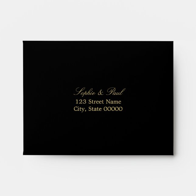 Black Golden Beige Self Addressed RSVP Envelope (Front)