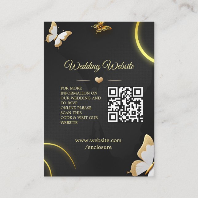 Black golden butterflies Enclosure Card (Front)