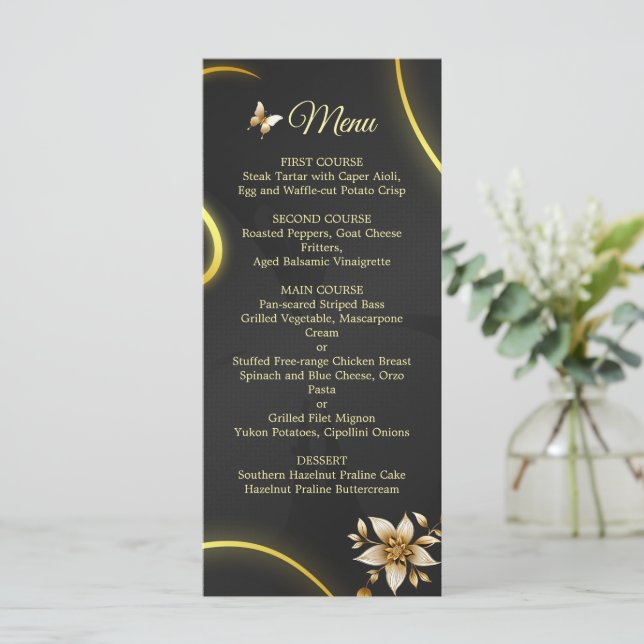 Black Golden butterflies menu  (Standing Front)