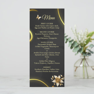 Black Golden butterflies menu 