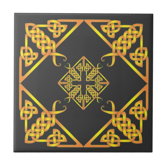 Black Golden Butterfly Celtic Knot Tile (Front)