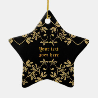 Black golden damask border custom ornament