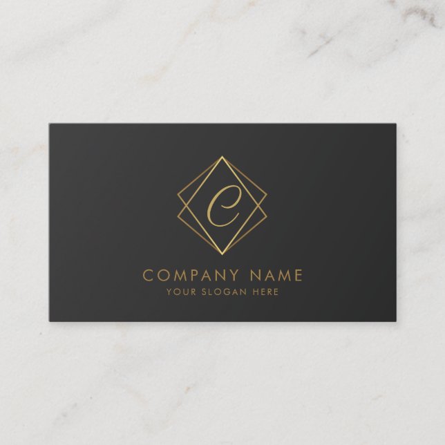 Black Golden Elegant Business Card (Front)