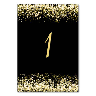 Black Golden Glitter Table 1 Wedding Table Number