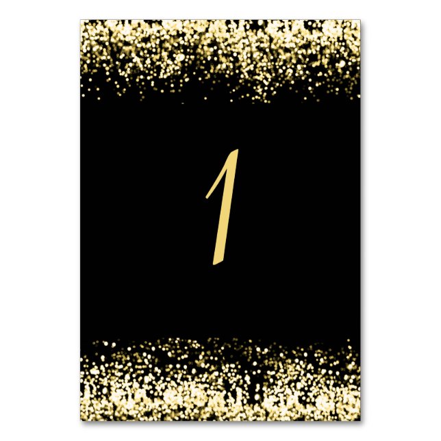 Black Golden Glitter Table 1 Wedding Table Number (Back)