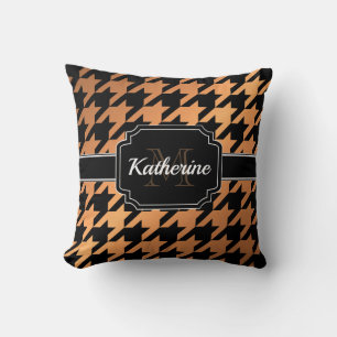 Black & Golden Houndstooth Cushion