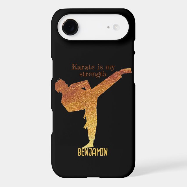 Black Golden Karate Silhouette Modern Typography (Back)