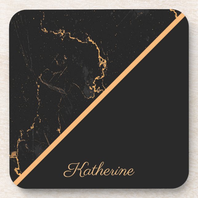 Black & Golden Marble Coaster (Front)