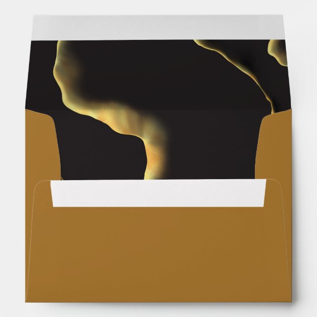 Black & Golden 💡 Modern Abstract Inky Oil Envelope (Back (Bottom))