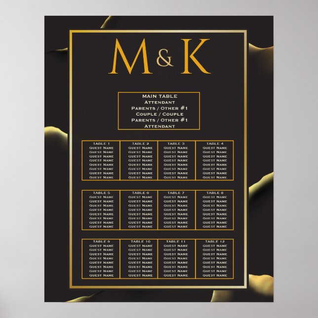 Black & Golden 💡 Modern Abstract Inky Oil Poster (Front)