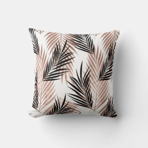 Black Golden Palm Leaf Tropical Tree Hawaiian Cushion