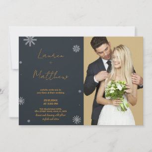 Black Golden Wedding Invitations with photo