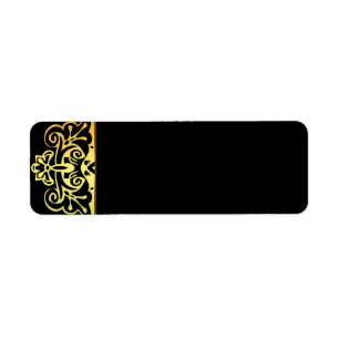 black golden wedding return address labels