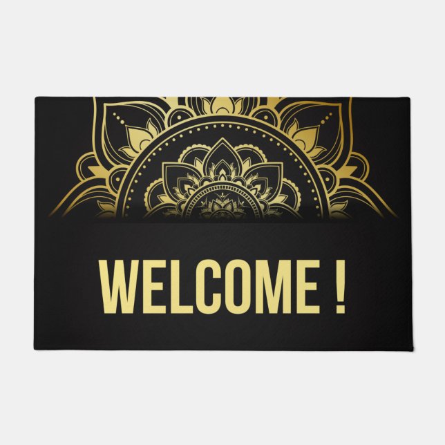 BLACK GOLDEN WELCOME DOORMAT (Front)