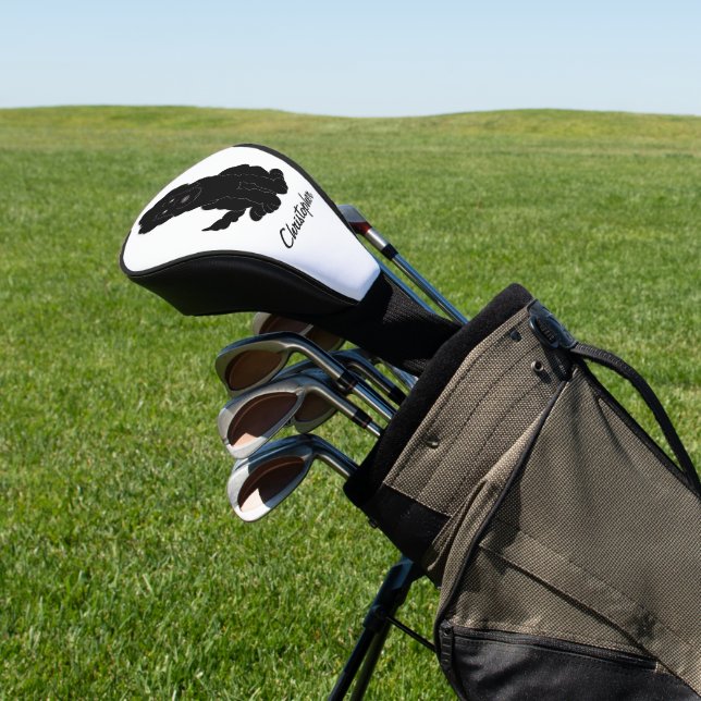 Black Goldendoodle Design Any Colour Background Golf Head Cover (In Situ)