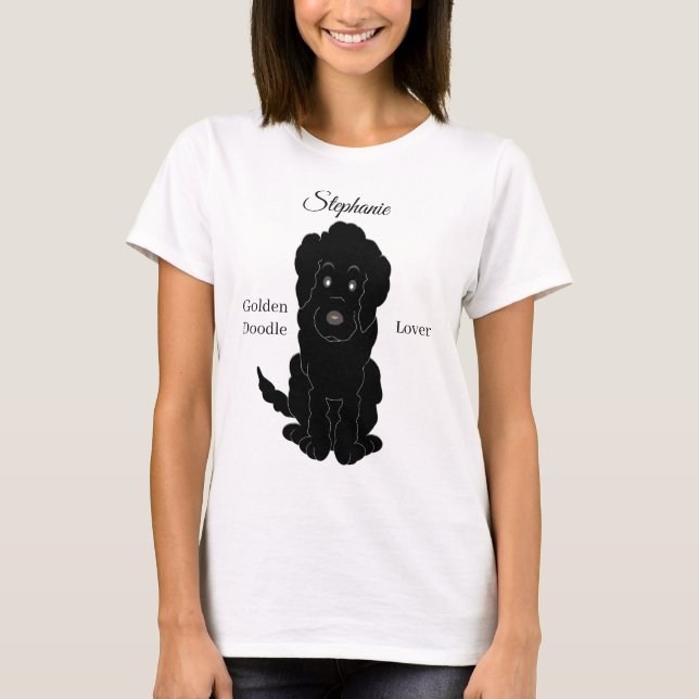 Black Goldendoodle Dog Design T-Shirt (Front)