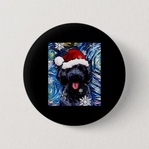 Black Goldendoodle Labradoodle Santa Dog Christmas 6 Cm Round Badge