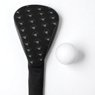 Black Golf Head Cover with Monogram Pattern