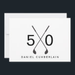 Black Golf Simple 50th Birthday Party Invitation<br><div class="desc">Fifty. 50th Birthday Invitation.   Date,  place,  RSVP included.  Black & White. Simple.  Golf.</div>