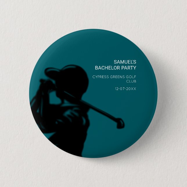 Black golfer Golfing Trip Bachelor Party minimal  6 Cm Round Badge (Front)