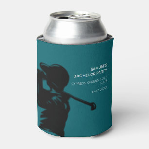 Black golfer Golfing Trip Bachelor Party minimal Can Cooler