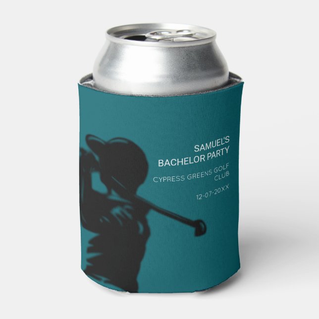 Black golfer Golfing Trip Bachelor Party minimal  Can Cooler (Can Front)