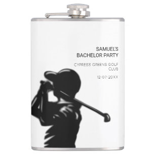 Black golfer Golfing Trip Bachelor Party minimal Hip Flask