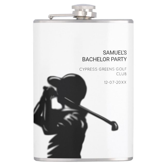 Black golfer Golfing Trip Bachelor Party minimal  Hip Flask (Front)